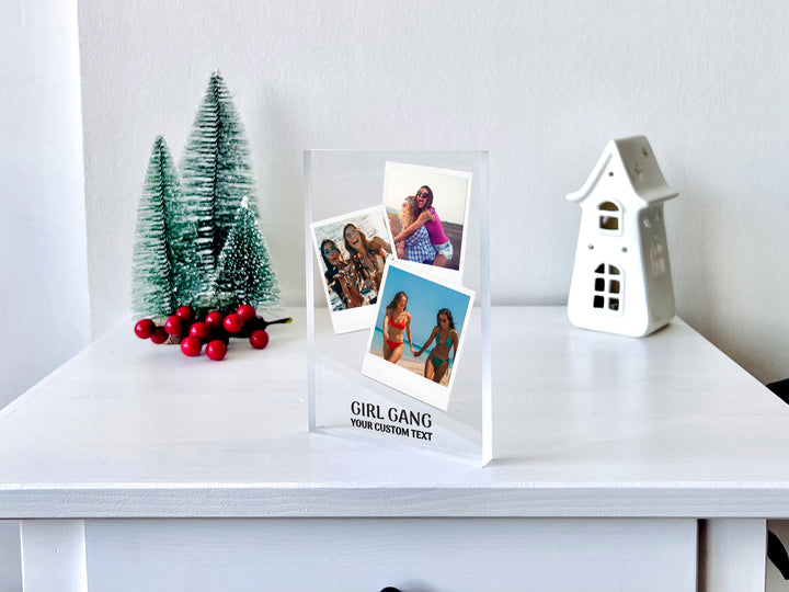 Acrylic 3 Photos Block with Custom Message