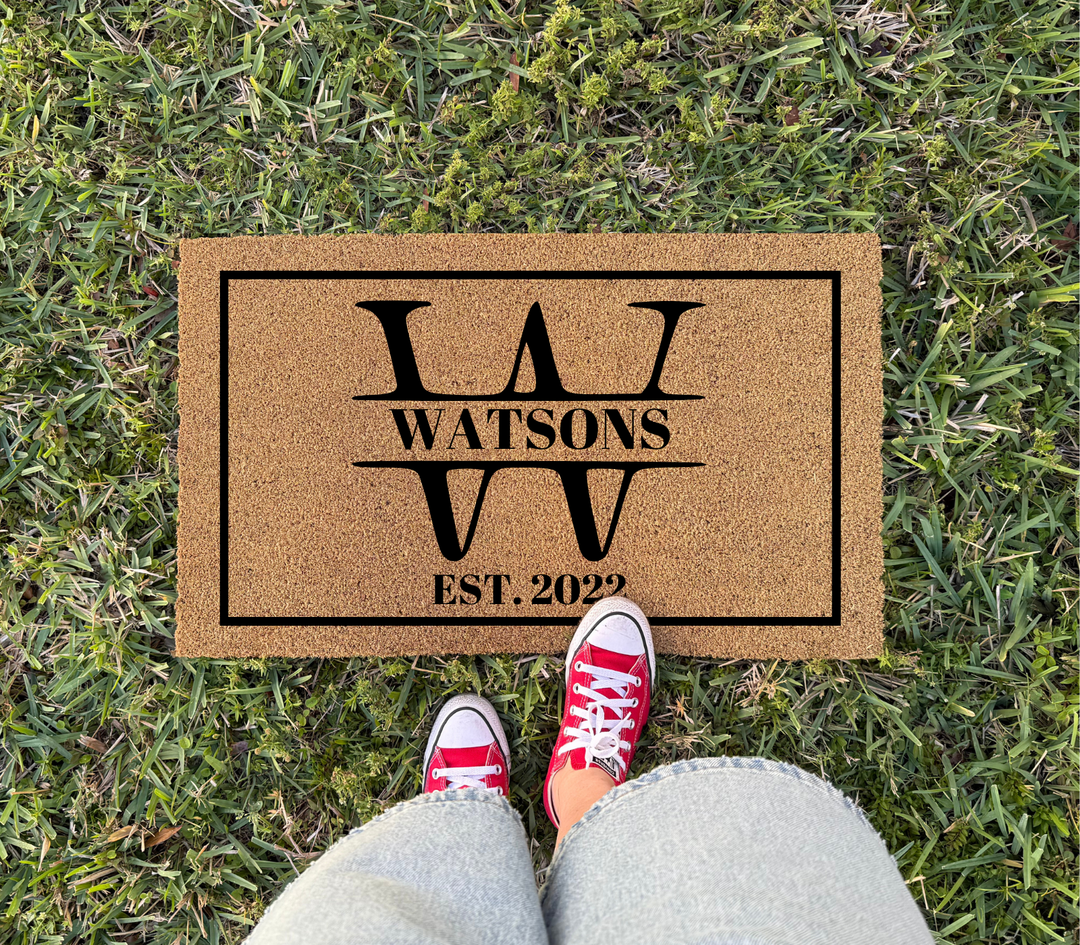 Custom Letter Monogram Special Date Welcome Doormat