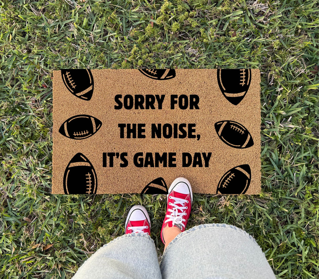 Sorry For The Noise Football Doormat