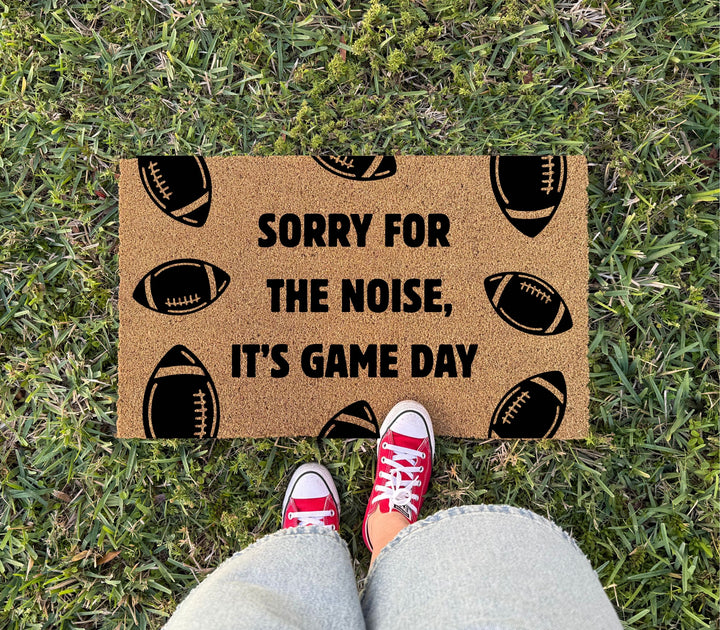 Sorry For The Noise Football Doormat