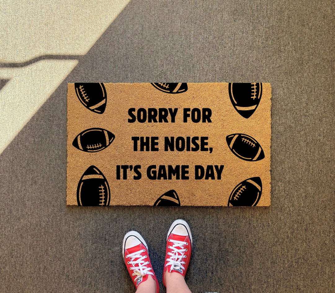 Sorry For The Noise Football Doormat