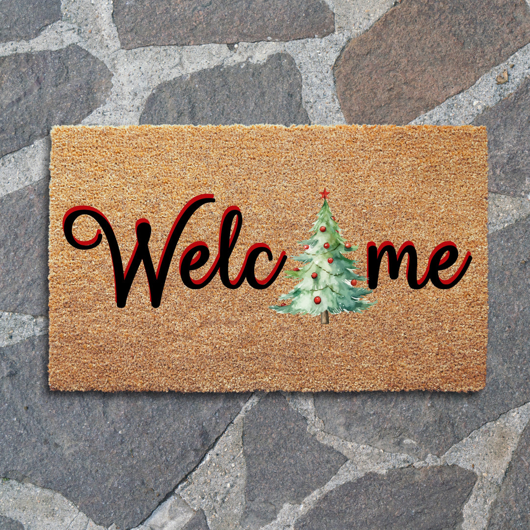Welcome Christmas Tree Doormat