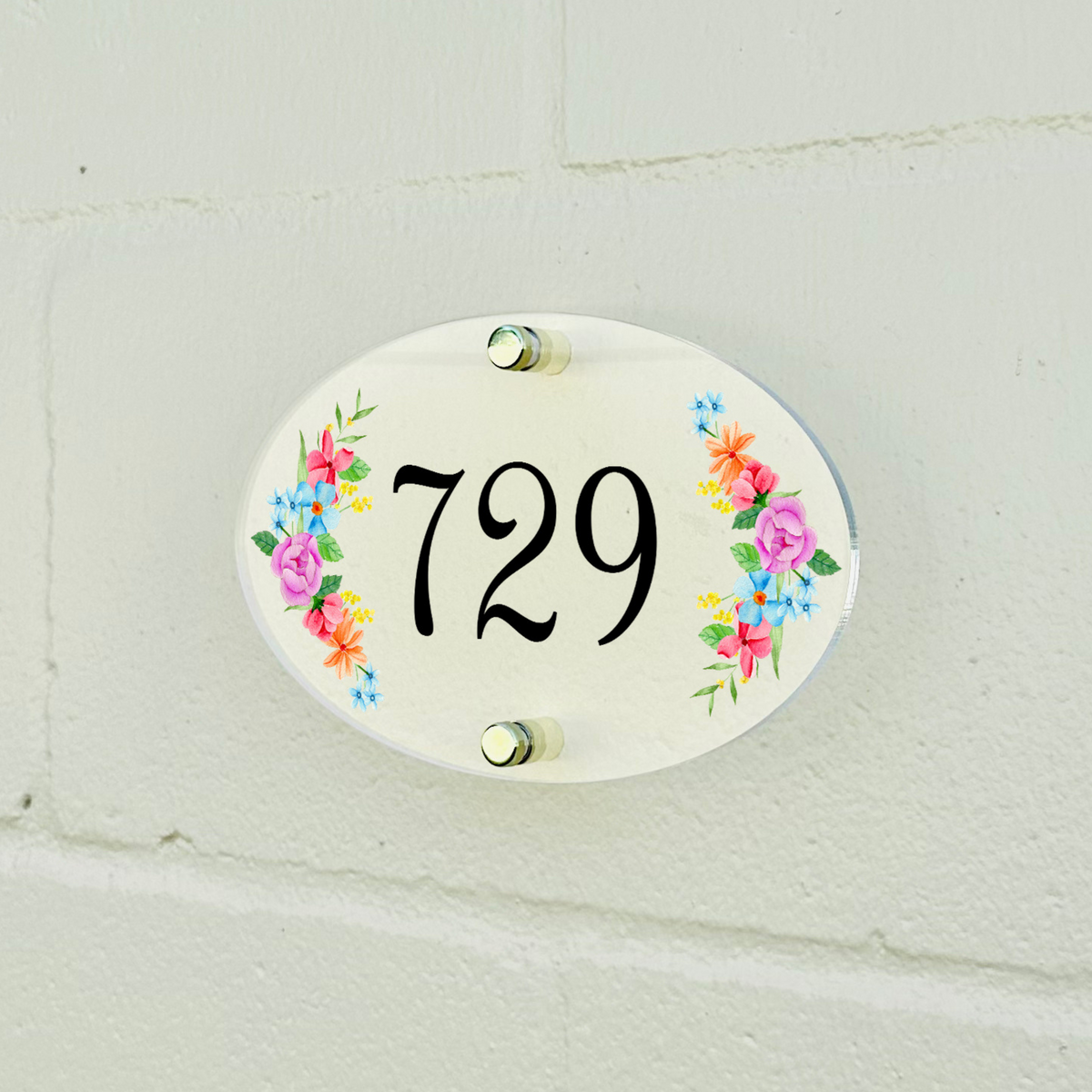Floral House Number Sign