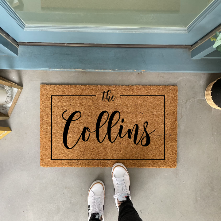 Personalized Family Name Doormat with Frame