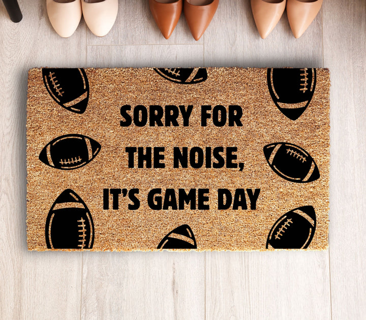 Sorry For The Noise Football Doormat