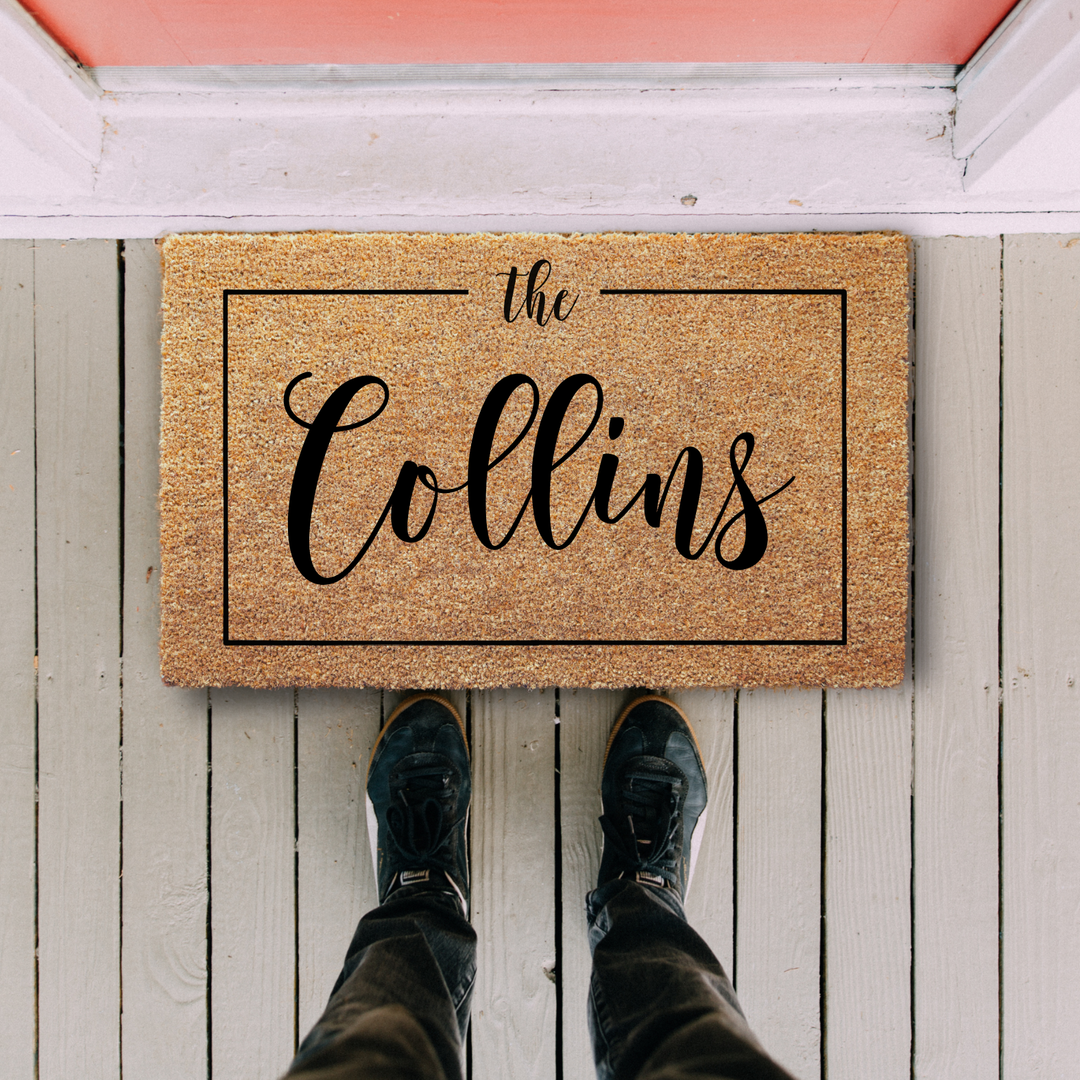 Personalized Family Name Doormat with Frame