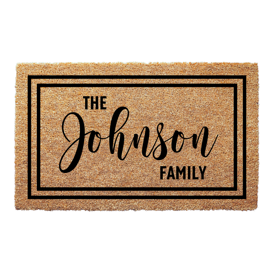 Personalized Family Surname Doormat with Double Frame