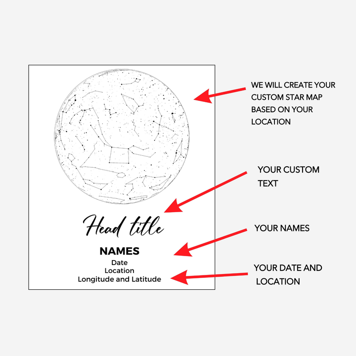 Custom Star Map Plaque 2L