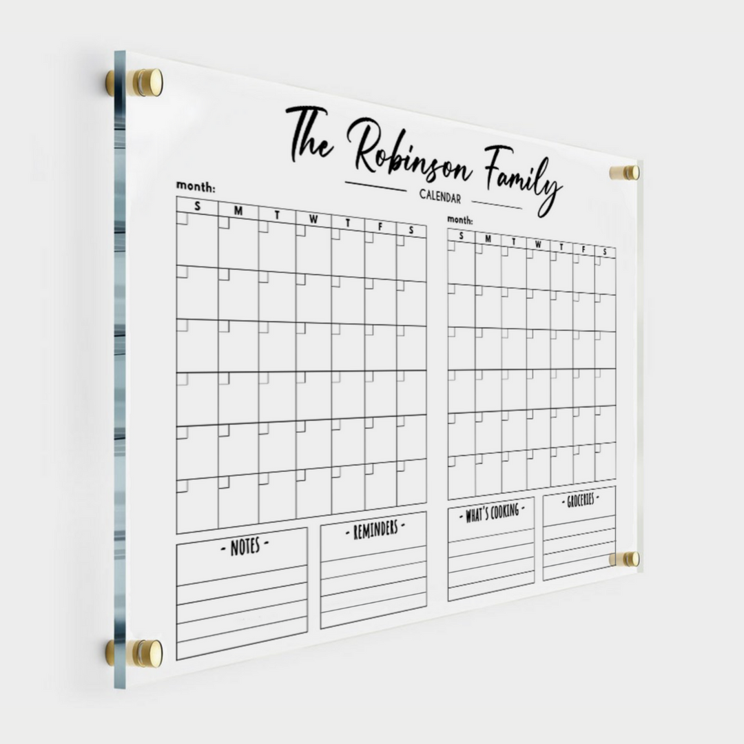 Personalized Two Month Family Calendar with 4 Side Headers