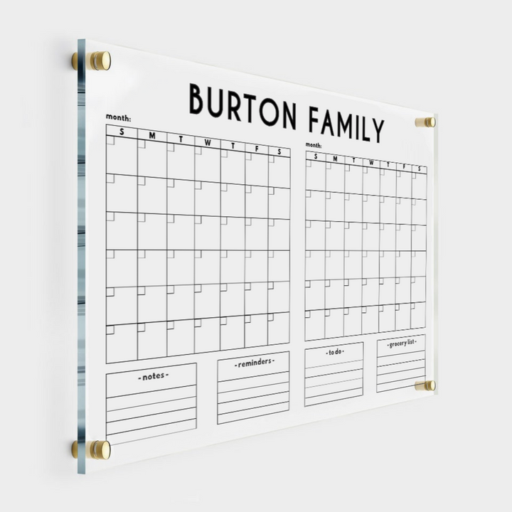 Personalized Two Month Family Calendar with 4 Side Headers