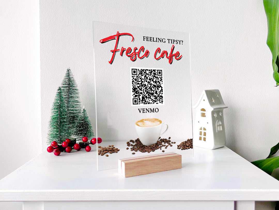 Business Double QR Code & Logo Sign for Social Media, Venmo, Wifi