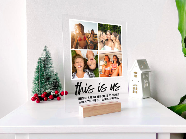 Acrylic 4 Photos Print with Stand & Handwriting Header