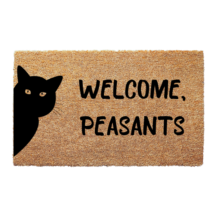 Welcome Peasants Black Cat Doormat