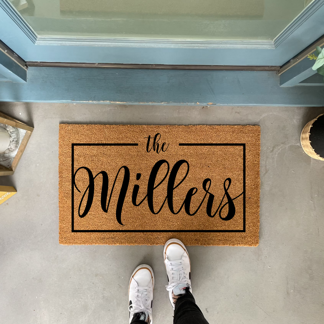 Personalized Family Surname Doormat with Frame