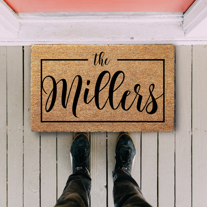 Personalized Family Surname Doormat with Frame