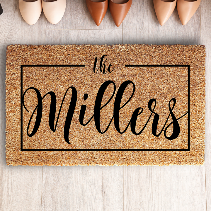 Personalized Family Surname Doormat with Frame