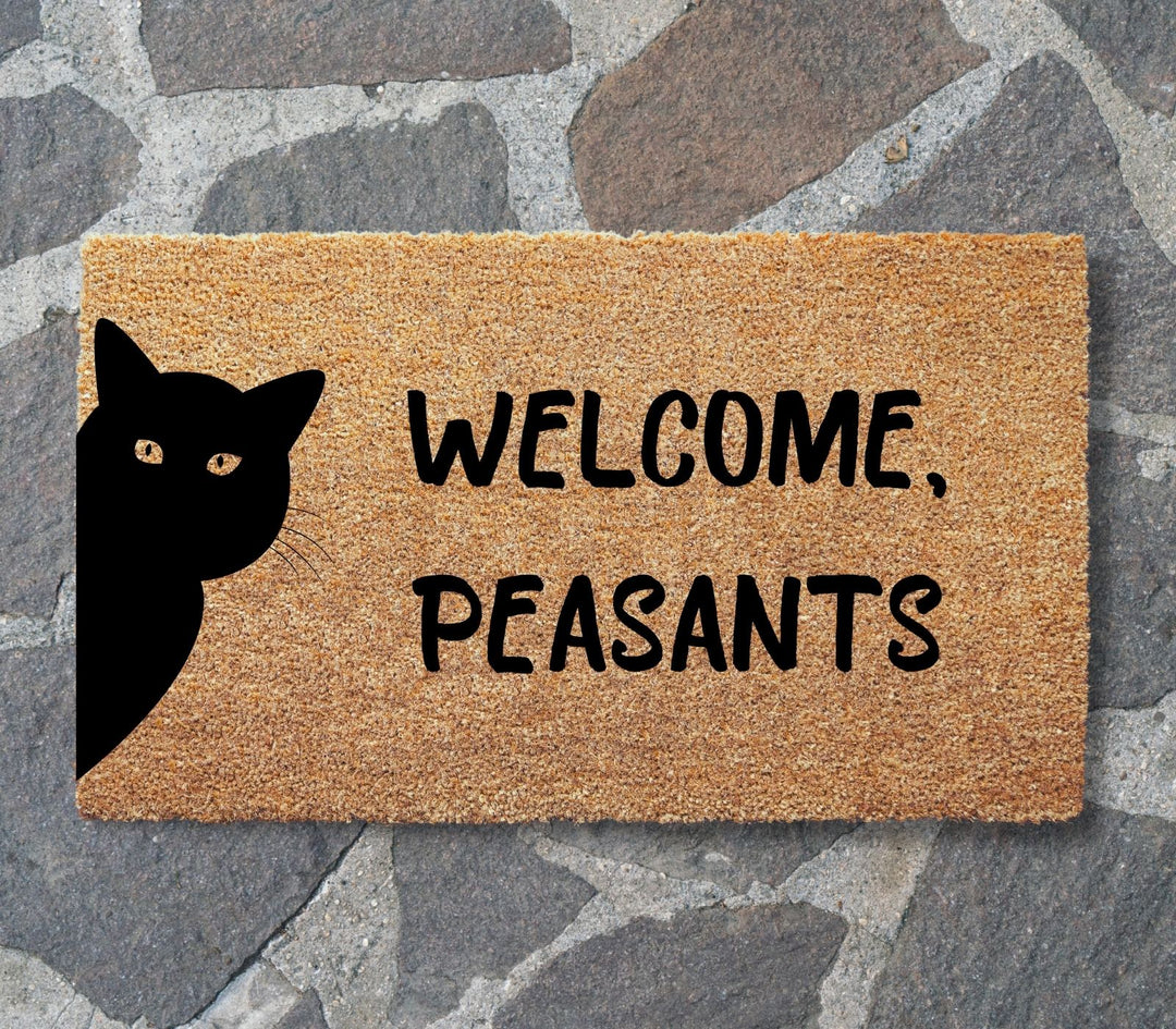 Welcome Peasants Black Cat Doormat