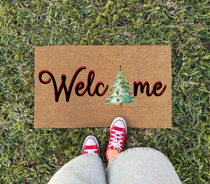 Welcome Christmas Tree Doormat