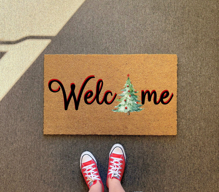 Welcome Christmas Tree Doormat