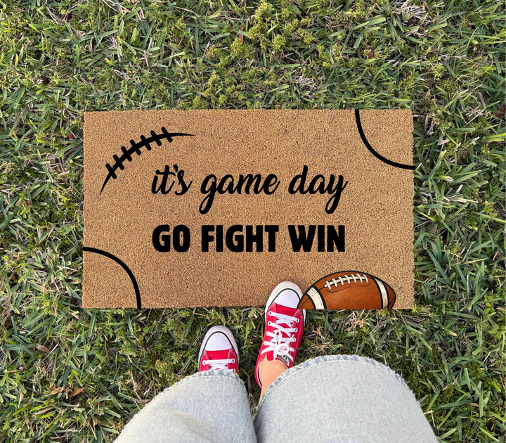 Go Fight Win Football Doormat