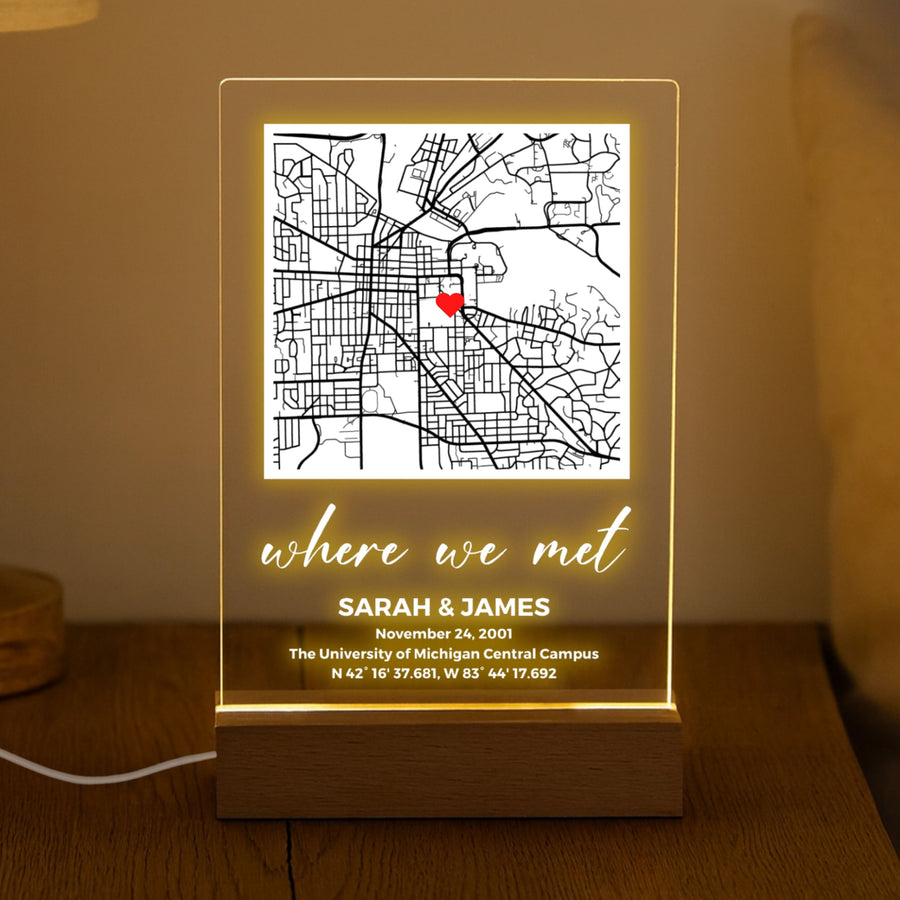Where We Met Map Plaque