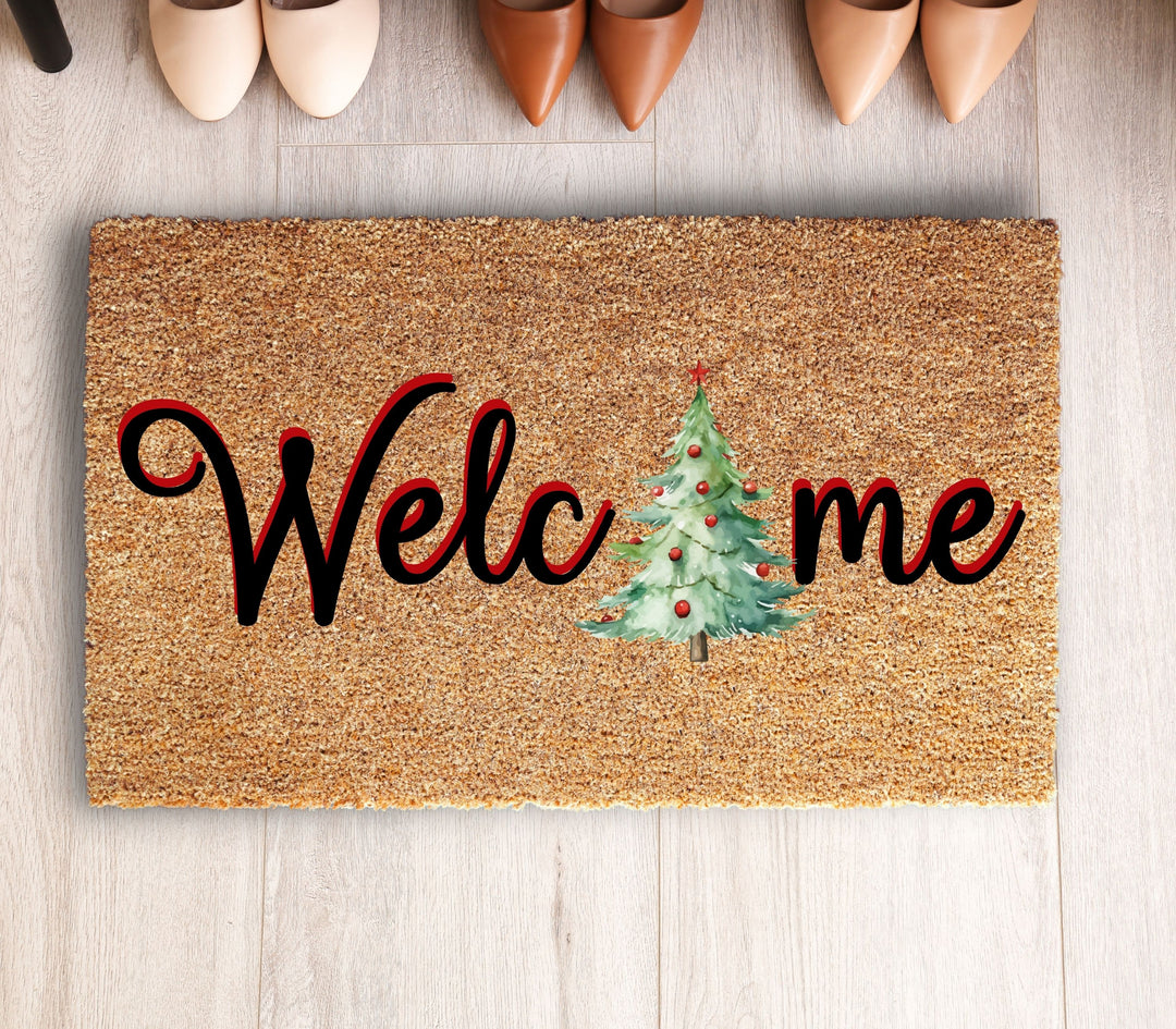 Welcome Christmas Tree Doormat