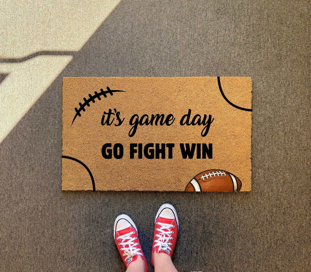 Go Fight Win Football Doormat