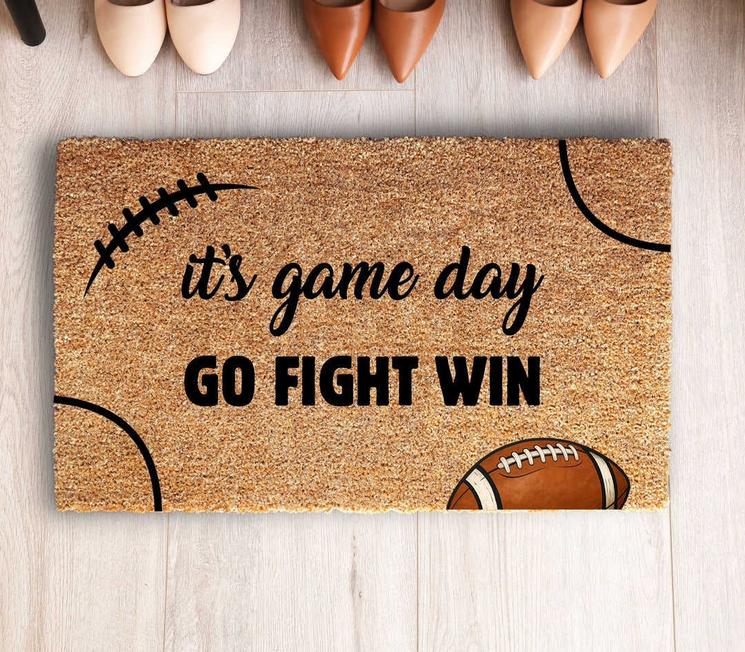 Go Fight Win Football Doormat