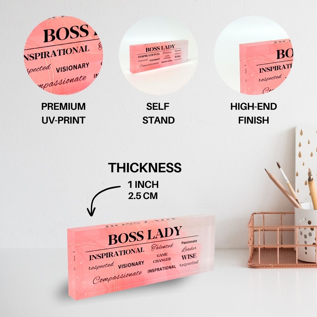 Boss Lady Pink Marble Desk Office Decor