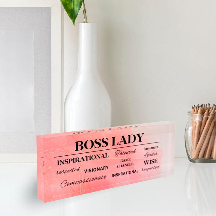 Boss Lady Pink Marble Desk Office Decor