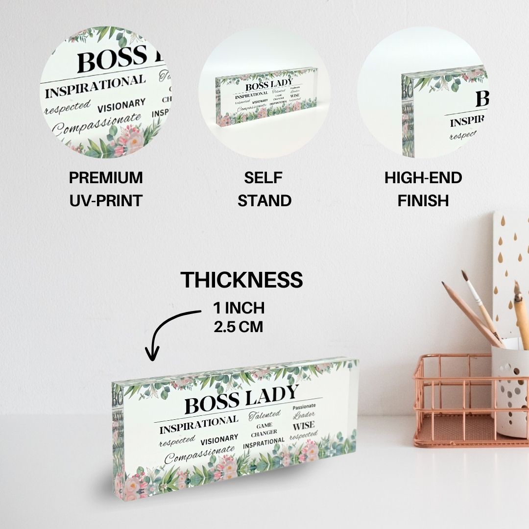 Boss Lady Green Flowers Desk Office Decor