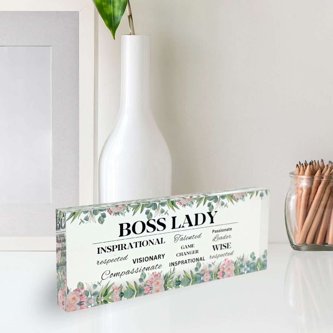 Boss Lady Green Flowers Desk Office Decor