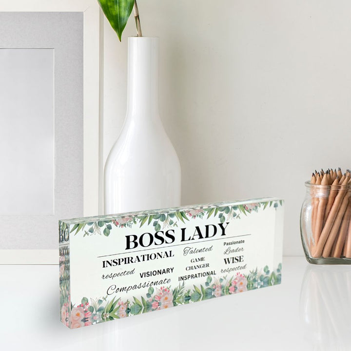 Boss Lady Green Flowers Desk Office Decor