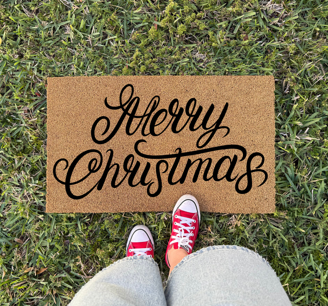 Modern Welcome Doormat Merry Christmas