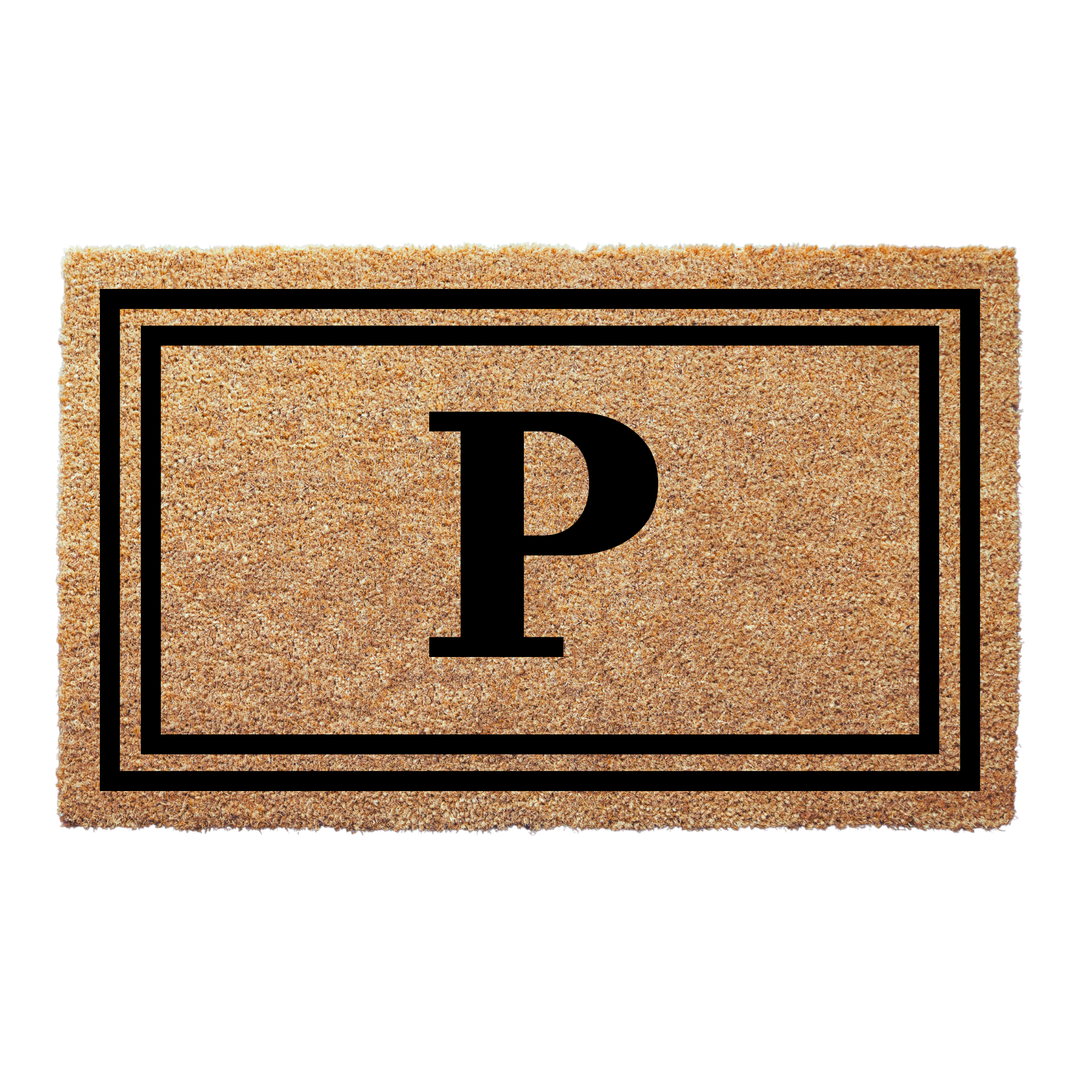 Custom Letter Monogram Doormat with Double Frame