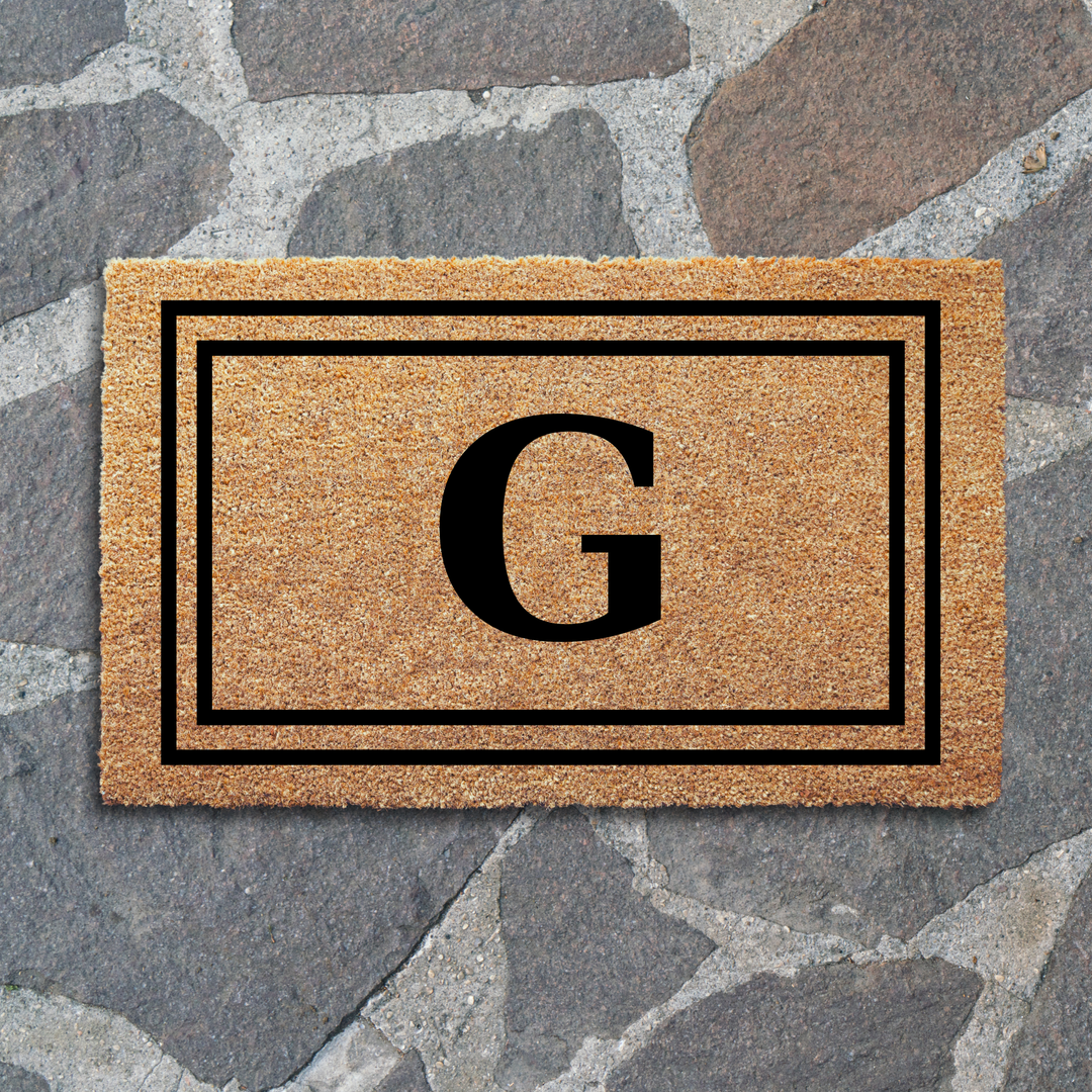 Custom Letter Monogram Doormat with Double Frame