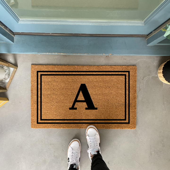 Custom Letter Monogram Doormat with Double Frame