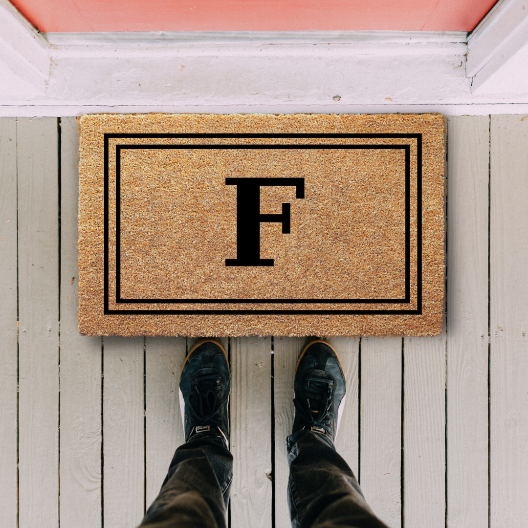 Custom Letter Monogram Doormat with Double Frame