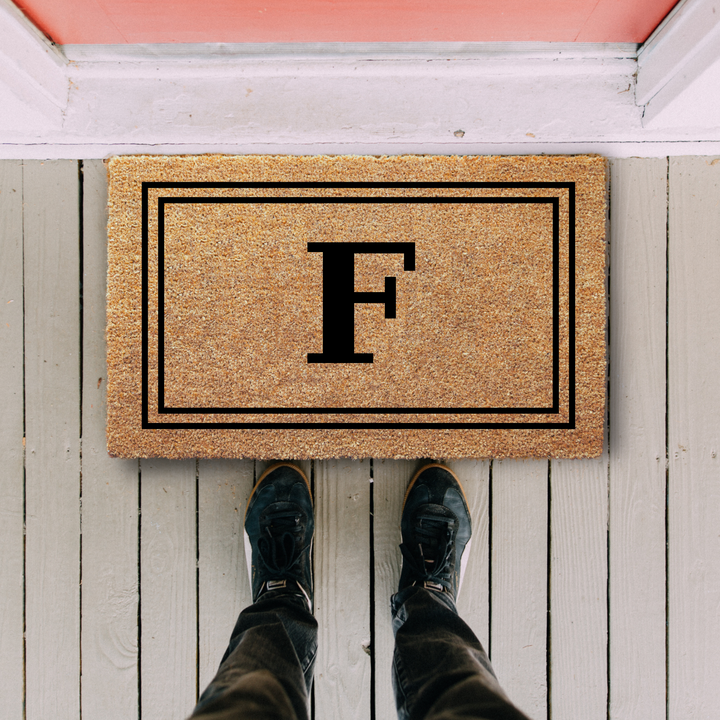 Custom Letter Monogram Doormat with Double Frame