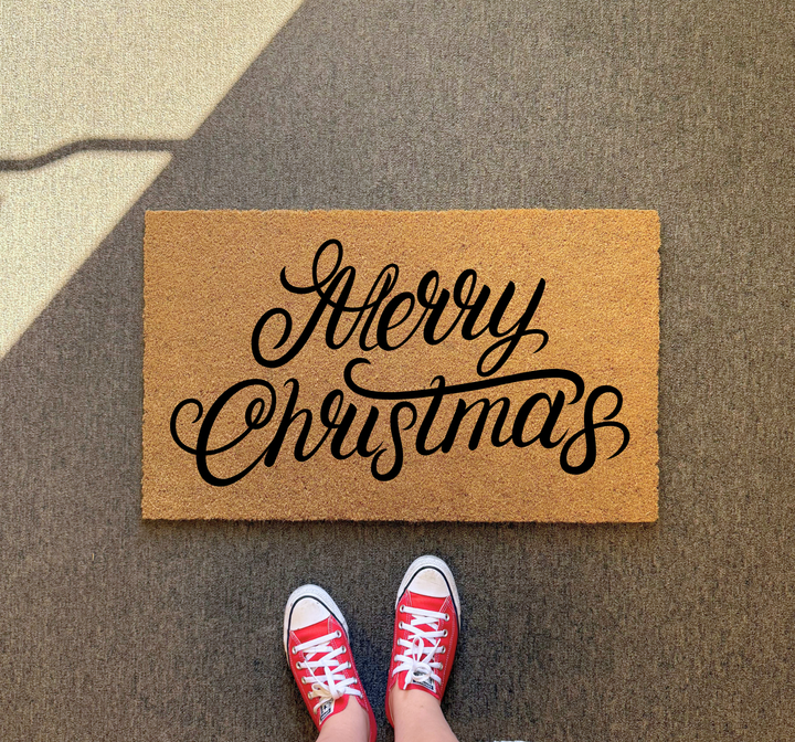 Modern Welcome Doormat Merry Christmas