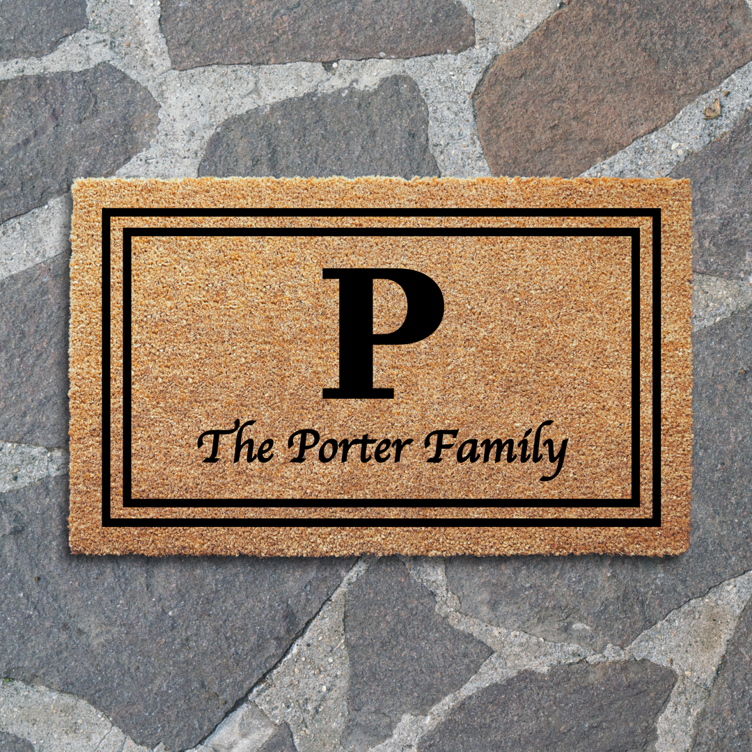 Personalized Family Name Monogram Doormat