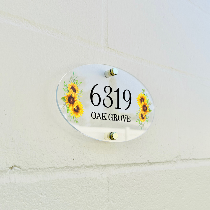 Door Number Plaques with Flower 5x8"- Unique Door Numbers Outdoor Decor