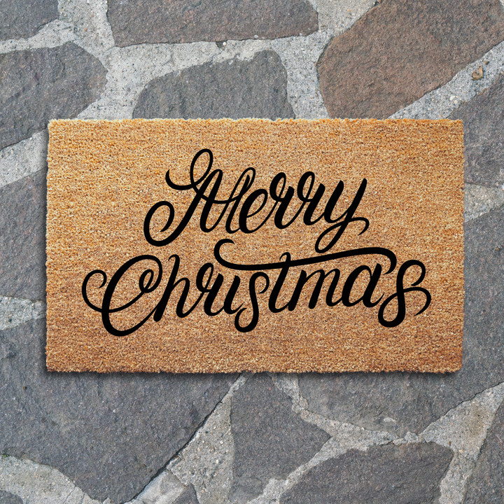 Modern Welcome Doormat Merry Christmas