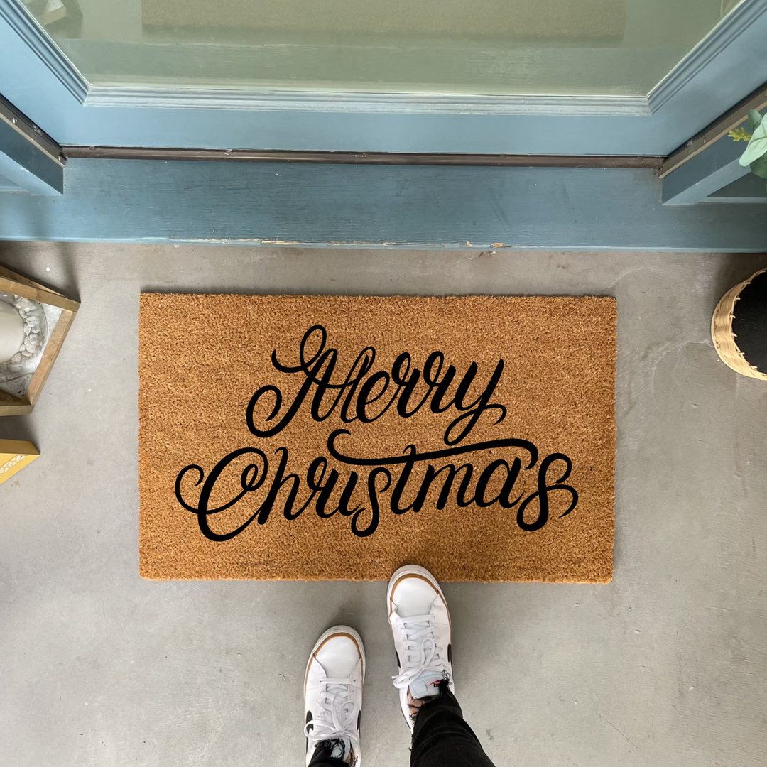 Modern Welcome Doormat Merry Christmas