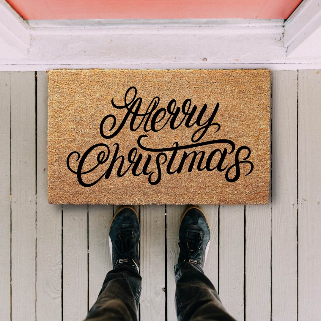 Modern Welcome Doormat Merry Christmas