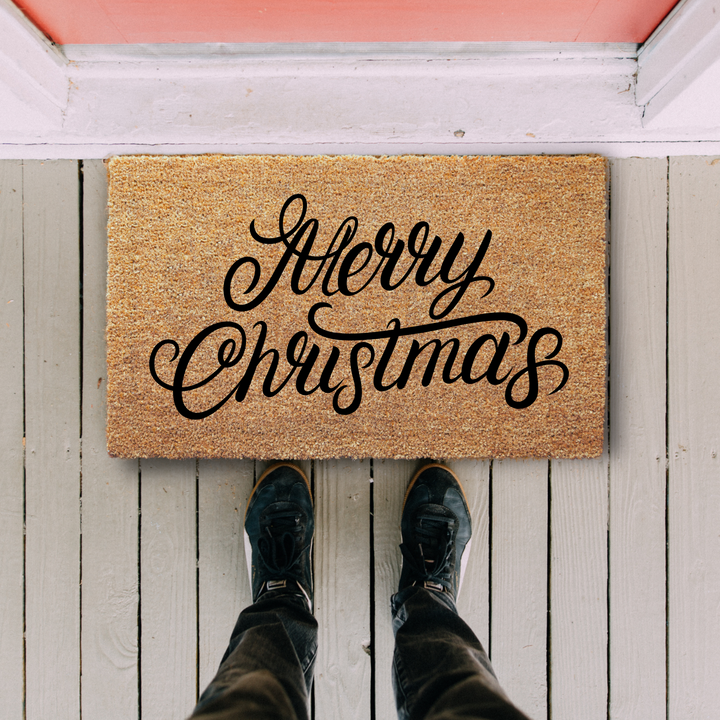 Modern Welcome Doormat Merry Christmas