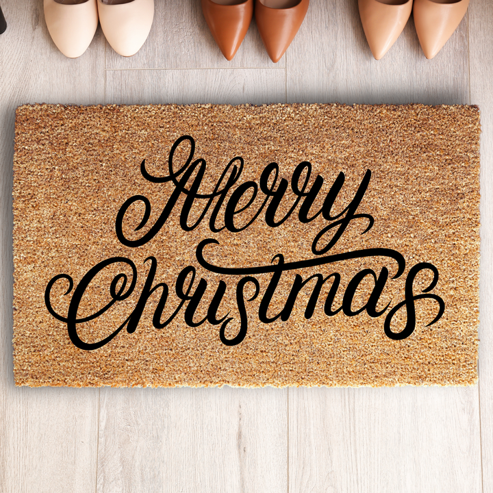 Modern Welcome Doormat Merry Christmas