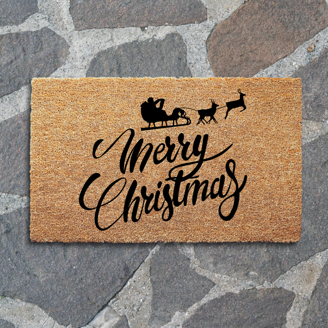 Santa's Sleigh Welcome Christmas Doormat