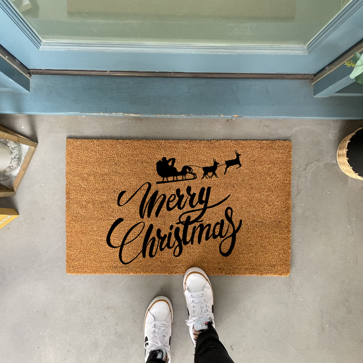 Santa's Sleigh Welcome Christmas Doormat