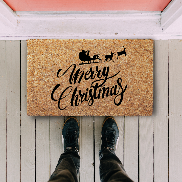 Santa's Sleigh Welcome Christmas Doormat